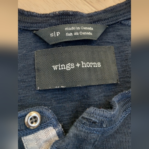 Wings + Horns long sleeve classic henley shirt men's S - Picture 3 of 10